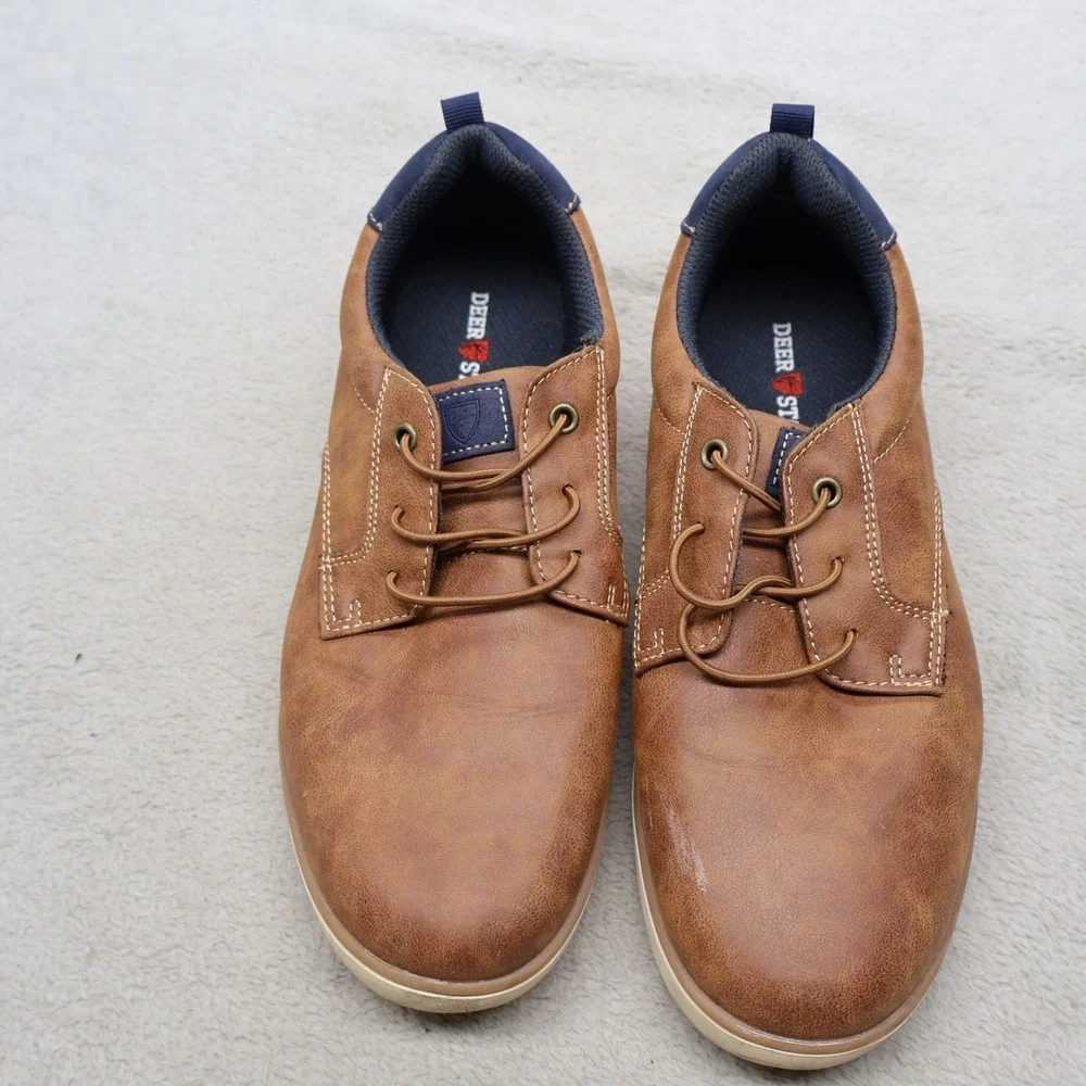 Deer Stags Big Boys 7M Oxford Sneakers‎ Brwn Faux Leather Casual Walk Conrad JR